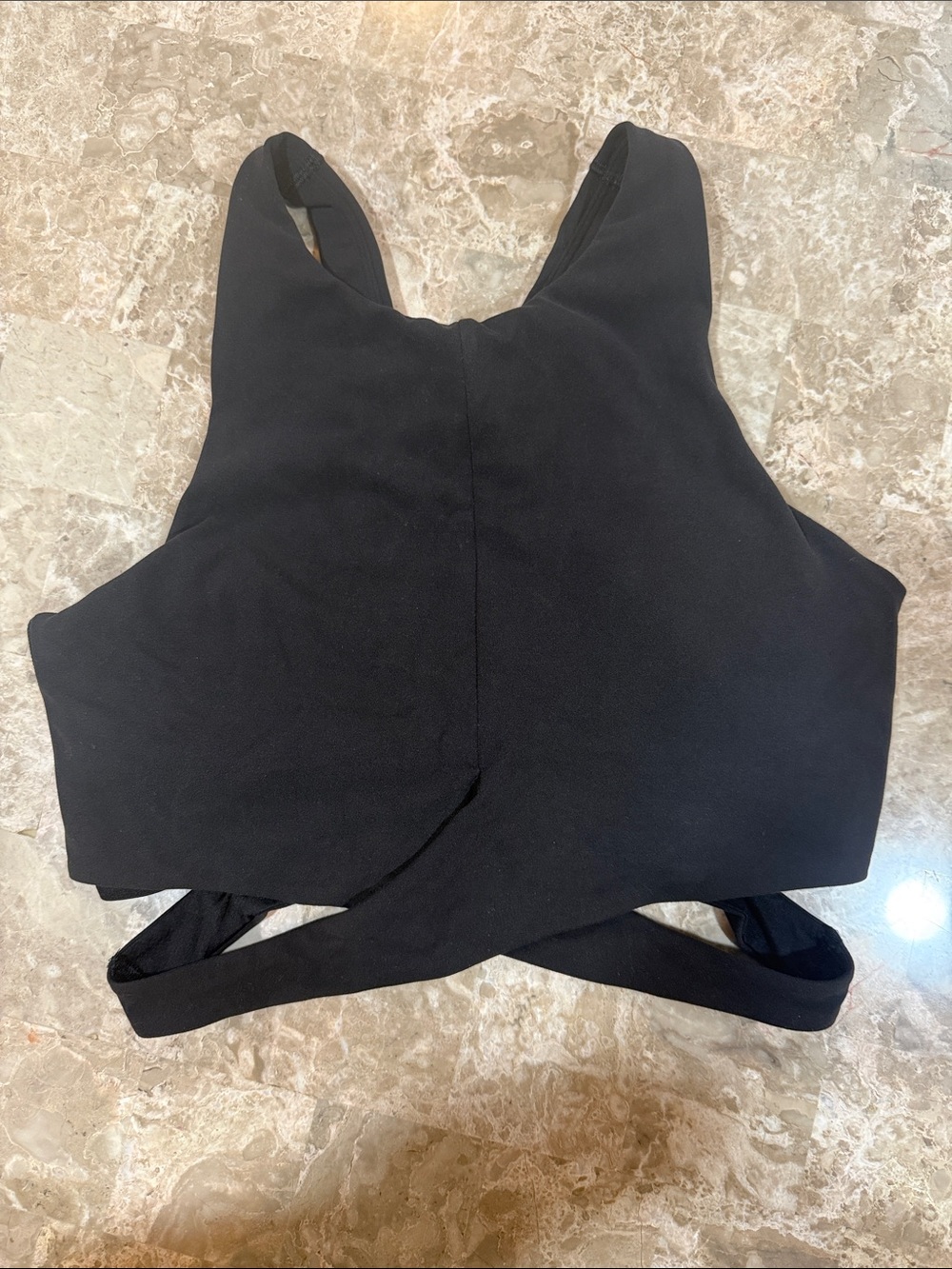 Athleta Black Seamless Crop Sports Bra